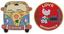Peace Love Music Hippie Van Woodstock Patch |2PC iron on or Sew on picture