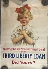 1917 My Daddy Bought Me Government Bond Poster Third Liberty Loan Little Girl picture