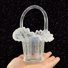 Fenton Glass Butterfly and Berry Ruffled Edge Petticoat Glass Hexagonal Basket picture