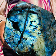 9.65LB Natural labradorite quartz crystal freeform polished specimen healing picture