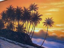 ORIGINAL OIL painting landscape Surf sunset ocean HAWAII Artist Art Waves picture
