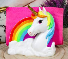 Sacred Pride Golden Horn Rainbow Unicorn On Clouds Paper Napkin Holder Figurine picture
