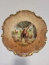Antique Royal Munich Deer Stag Doe 12.75 In Wall Plate Hunting Cabin Decor Rare picture