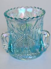 Vintage Toothpick Holder Blue Opalescent Carnival Glass Westmoreland Swan picture