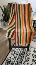 Vintage Midcentury Striped Modern Office Decor Afghan Throw Appx 65x40 picture