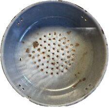 Antique Gray Graniteware/Enamel Colander/Strainer, Flat bottom, 10”Circle, Rusty picture