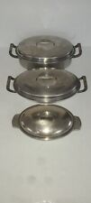 Flint Ware By Ekco Stainless Steel Cassarole Pans Lot Of 3 w Lids For Each picture