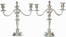 Antique Barker Ellis English Silverplate 15” Convertible Candelabra ~ A Pair picture