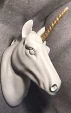 Unicorn White Wall Hanging Decor Glitter Gold Horse Statue READ picture