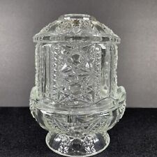 Vintage Indiana Glass 2 Piece Clear Stars and Bars Fairy Lamp  picture