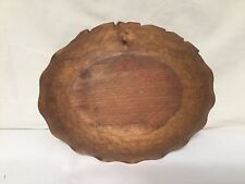 RR53 Antique a Very Beautiful Oval Wooden Plate With Roses Carved Well Preserved picture