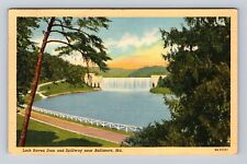 Baltimore MD-Maryland, Loch Raven Dam And Spillway, Vintage c1941 Postcard picture