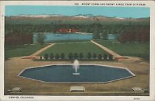 c1930s City Park Denver Colorado Mount Evans birds eye view postcard E183 picture
