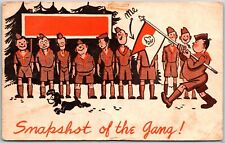 Boy Scouts Lined Up - Snapshot of the Gang  Comic Vintage Postcard picture