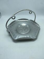 Cromwell Aluminum Hand Wrought Tray Vintage Hammered Handled Fruit Floral 10