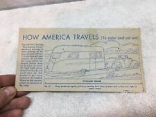 Vtg 1940s Nabisco Shredded wheat  Cars with Camper  1pc  How America Travels  picture