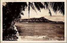 1930s HONOLULU HAWAII DIAMOND HEAD SURF BOAT REAL PHOTO RPPC POSTCARD 38-50 picture