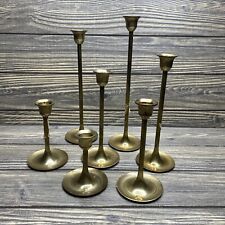 Vtg Interpur Brass Gold Metal Candlestick Holders 9-3” Lot of 7 Made In Taiwan picture