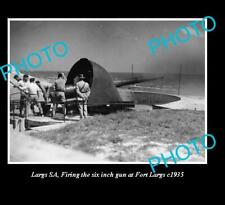 OLD LARGE HISTORICAL PHOTO OF LARGS BAY S.A, FIRING AT FORT LARGS c1935 picture