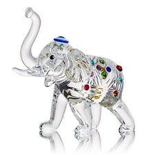 Crystal Elephant Statu Glass Elephant Figurines With Trunk Up Art Glass Animal S picture