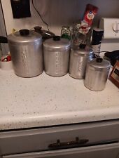 Vintage Aluminum Canisters,  Sugar, Coffee,Tea & Grease Pretty Sure Kromex picture