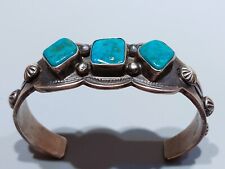 Navajo Sterling Silver and Turquoise Cuff Bracelet 3 stones picture