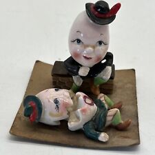 Humpty Dumpty Bone China Nursery Rhyme Miniature Figurines Japan 1 On Wall 1 Off picture