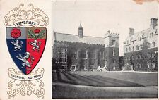Pembroke College Coat of Arms Oxford Cambridge England Campus Vtg Postcard C37 picture
