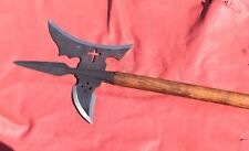 18th Century Medieval Hand Forged Cross Halberd With Wooden Handle. picture