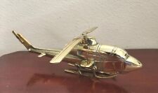 VINTAGE HANDMADE SOLID BRASS HELICOPTER  W/MOVING PROPELLERS. 11