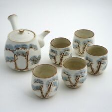 unrakugama Tea Set of 6 Piece Vintage Japanese Teapot 5 Cups Sculpture picture