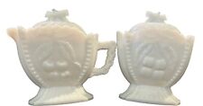 Antique Westmoreland Milk Glass Lidded Sugar and Creamer w/ grapes and cherries picture