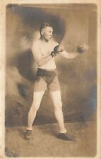 c1910 RPPC  Shirtless  Man Boxer Studio Pose Crowd Real Photo P452 picture