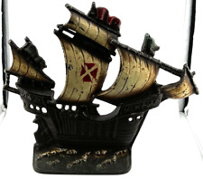 CAST IRON HAND PAINTED PIRATE SHIP DOORSTOP picture
