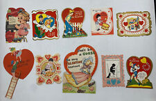 10 Vintage Valentines Day Greeting Card Lot Die Cut 1920s-1950s picture
