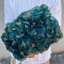 9.4lb Large NATURAL Green Cube FLUORITE Quartz Crystal Cluster Mineral Specimen picture