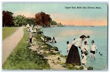1912 Upper End Belle Isle Bathing Detroit Michigan MI Posted Vintage Postcard picture