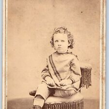 c1870s Northfield, MN Somber Cute Little Girl CdV Photo Card Z Roberts H18 picture