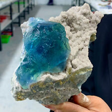 5.38LB Natural blue cubic fluorite crystal cluster mineral sample/China picture