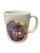 Lot Of 2 Currier & Ives Old Grist Mill Made for Houston Harvest Co. Coffee Mug picture