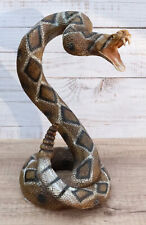 Realistic Attacking Coiled Diamondback Rattlesnake With Fangs Bared Figurine picture
