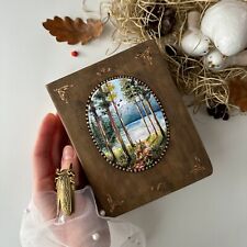 Hand-painted wooden box Deer Forest painting Stash wood box Jewelry box Book box picture
