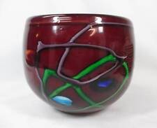 FANTASTIC MURANO RED BOWL WITH CANE CUTS AND GLASS DESIGNS ON SIDES picture