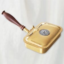 Vintage MP 24kt Gold Plated Silent Butler Crumb Catcher Wood Handle From Italy picture