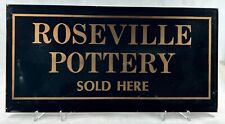 Roseville Pottery Black Glass Sold Here Dealer Advertising Sign Unframed 8x16