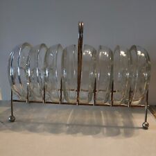 Vintage ~Mid Century~ Clear Glass Coasters In Rack.. Set Of Eight picture