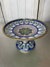 Vintage Chinese Cloisonné Footed Fruit Candy platter Plate Colorful Metallic picture