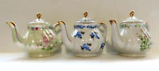Nantucket miniature Porcelain-teapot collection of 3 Floral and gold design picture