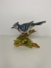 Vintage Andrea By Sadek Blue Jay Bird Porcelain Figurine Oak Leaf picture