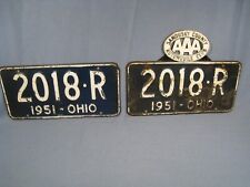 Set of 1951 Ohio License Plates 1 AAA Plastic Automotive Club Topper VTG. picture